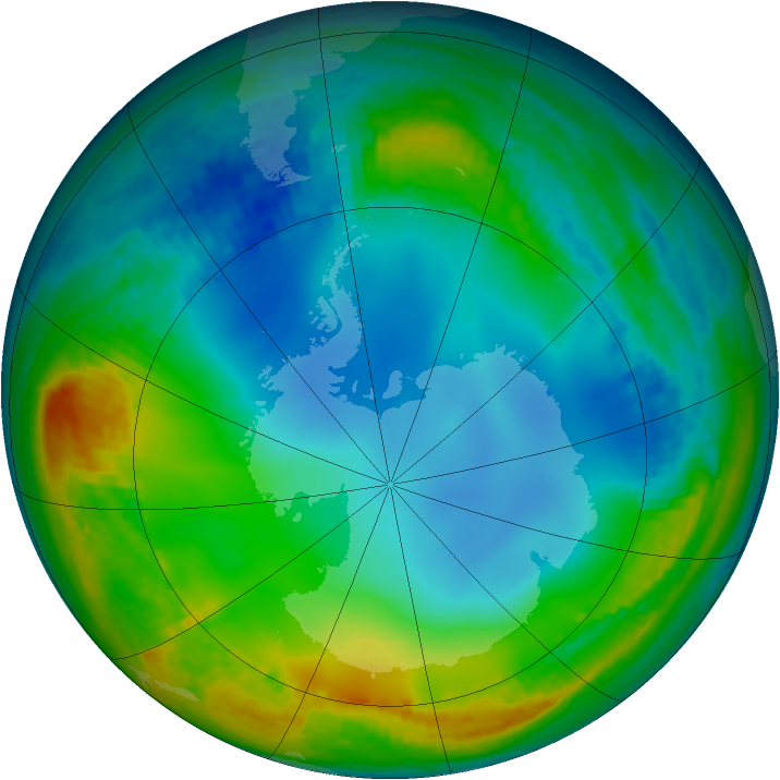 Antarctic ozone map for 23 June 2001